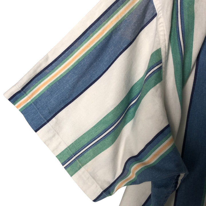 Vintage 1980'S Ralph Lauren multi-stripe short-sleeved button-down chaps, size L, men's. cotton blue type Vintage Second Hand
