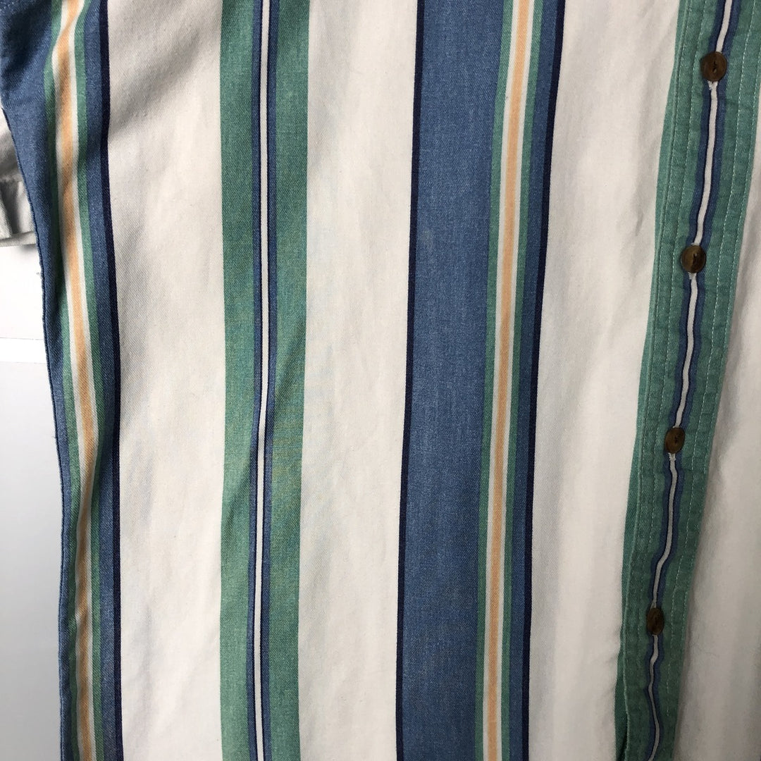 Vintage 1980'S Ralph Lauren multi-stripe short-sleeved button-down chaps, size L, men's. cotton blue type Vintage Second Hand