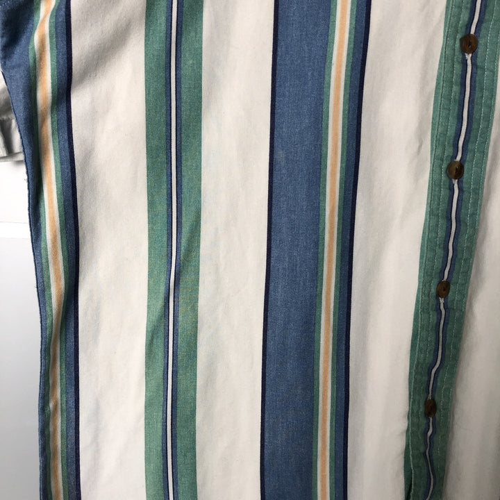 Vintage 1980'S Ralph Lauren multi-stripe short-sleeved button-down chaps, size L, men's. cotton blue type Vintage Second Hand