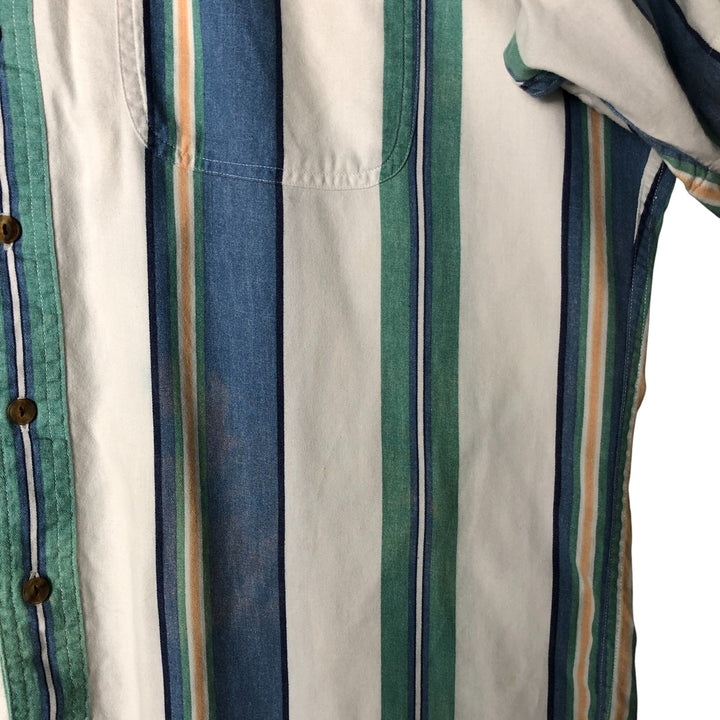 Vintage 1980'S Ralph Lauren multi-stripe short-sleeved button-down chaps, size L, men's. cotton blue type Vintage Second Hand