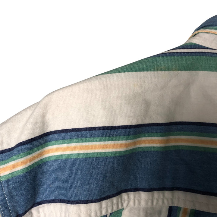 Vintage 1980'S Ralph Lauren multi-stripe short-sleeved button-down chaps, size L, men's. cotton blue type Vintage Second Hand