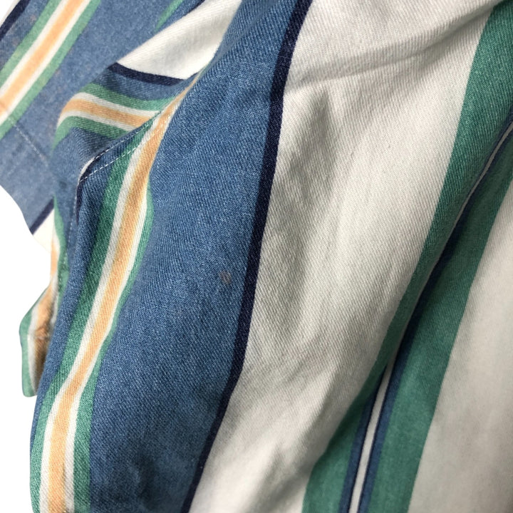Vintage 1980'S Ralph Lauren multi-stripe short-sleeved button-down chaps, size L, men's. cotton blue type Vintage Second Hand