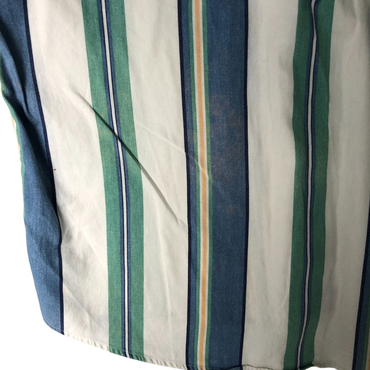 Vintage 1980'S Ralph Lauren multi-stripe short-sleeved button-down chaps, size L, men's. cotton blue type Vintage Second Hand