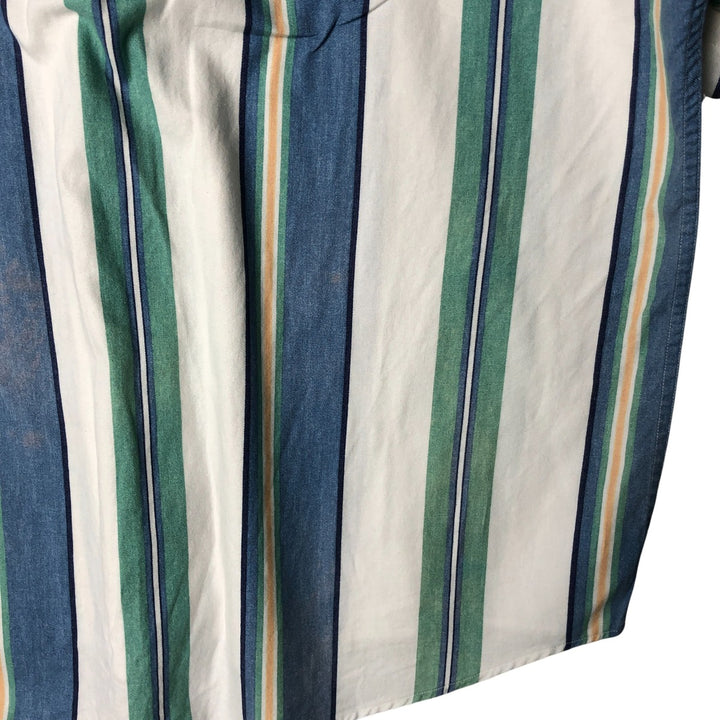 Vintage 1980'S Ralph Lauren multi-stripe short-sleeved button-down chaps, size L, men's. cotton blue type Vintage Second Hand