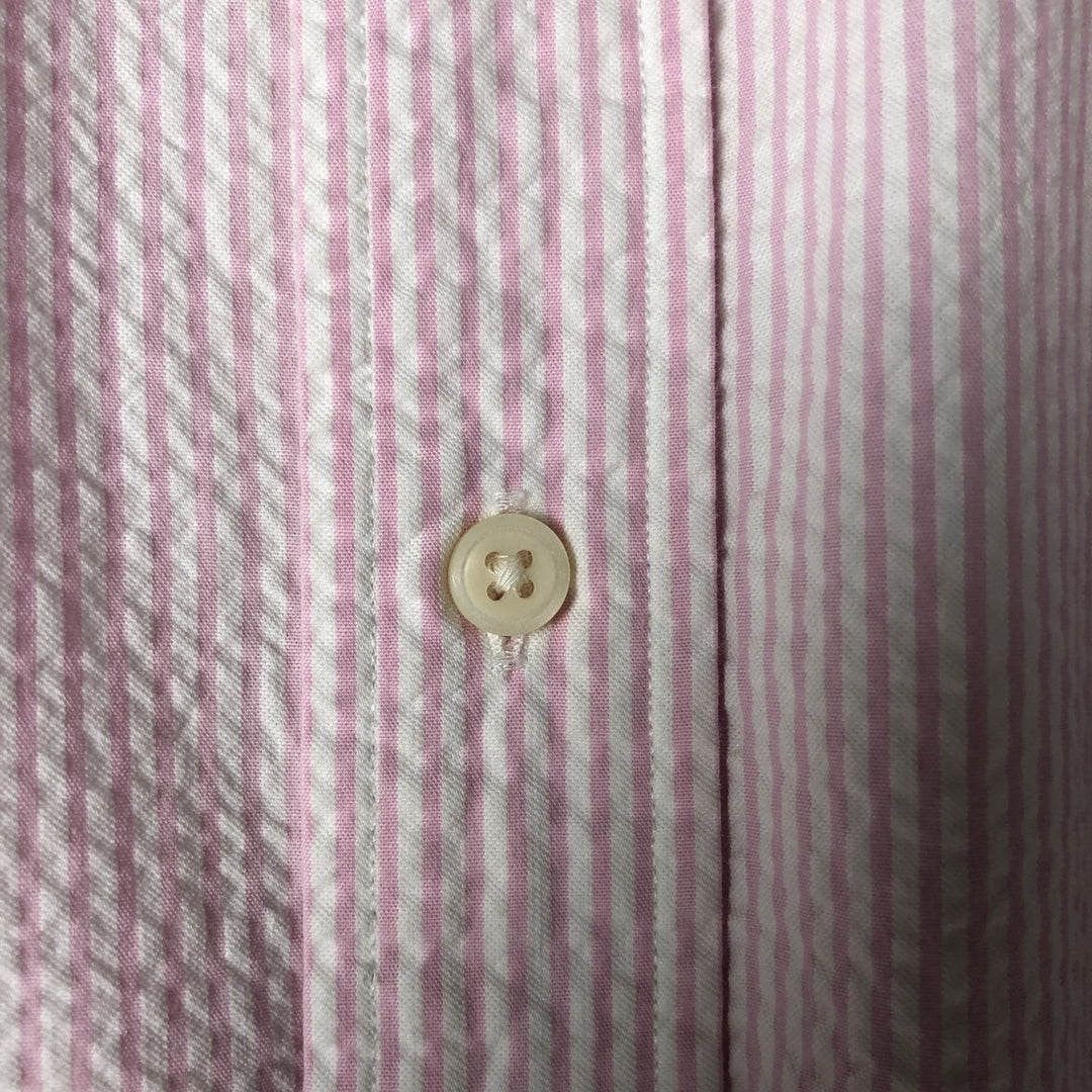 Ralph Lauren Classic Fit Seersucker Short Sleeve Button-Down Check Shirt, Men's Size XL cotton pink type Vintage Second Hand