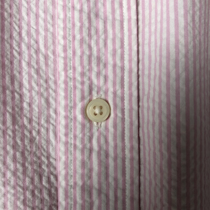 Ralph Lauren Classic Fit Seersucker Short Sleeve Button-Down Check Shirt, Men's Size XL cotton pink type Vintage Second Hand