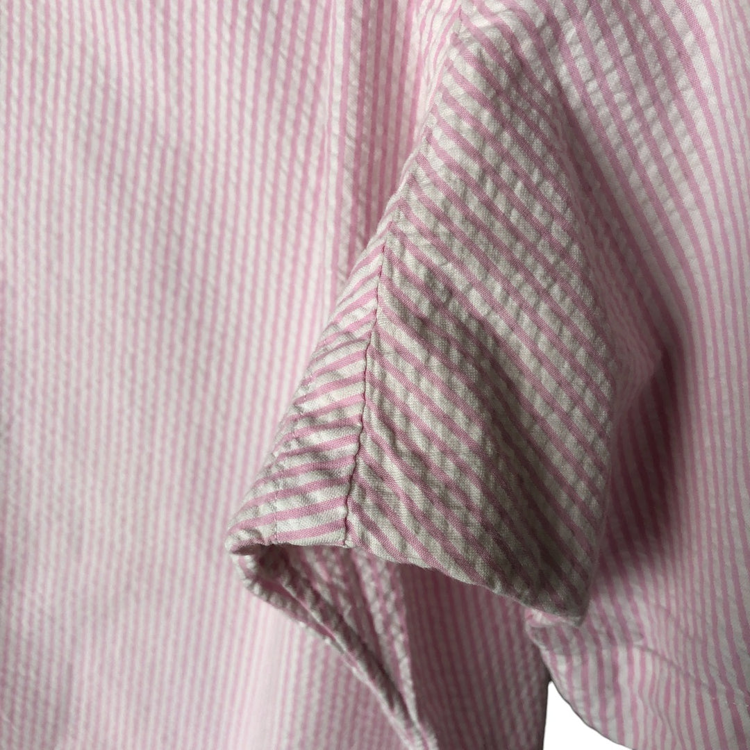 Ralph Lauren Classic Fit Seersucker Short Sleeve Button-Down Check Shirt, Men's Size XL cotton pink type Vintage Second Hand