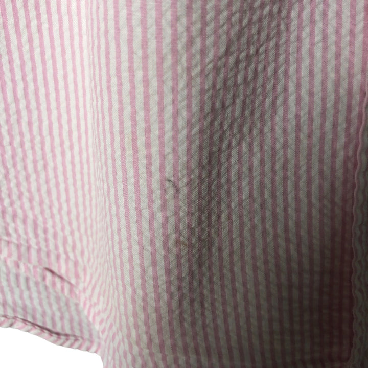 Ralph Lauren Classic Fit Seersucker Short Sleeve Button-Down Check Shirt, Men's Size XL cotton pink type Vintage Second Hand