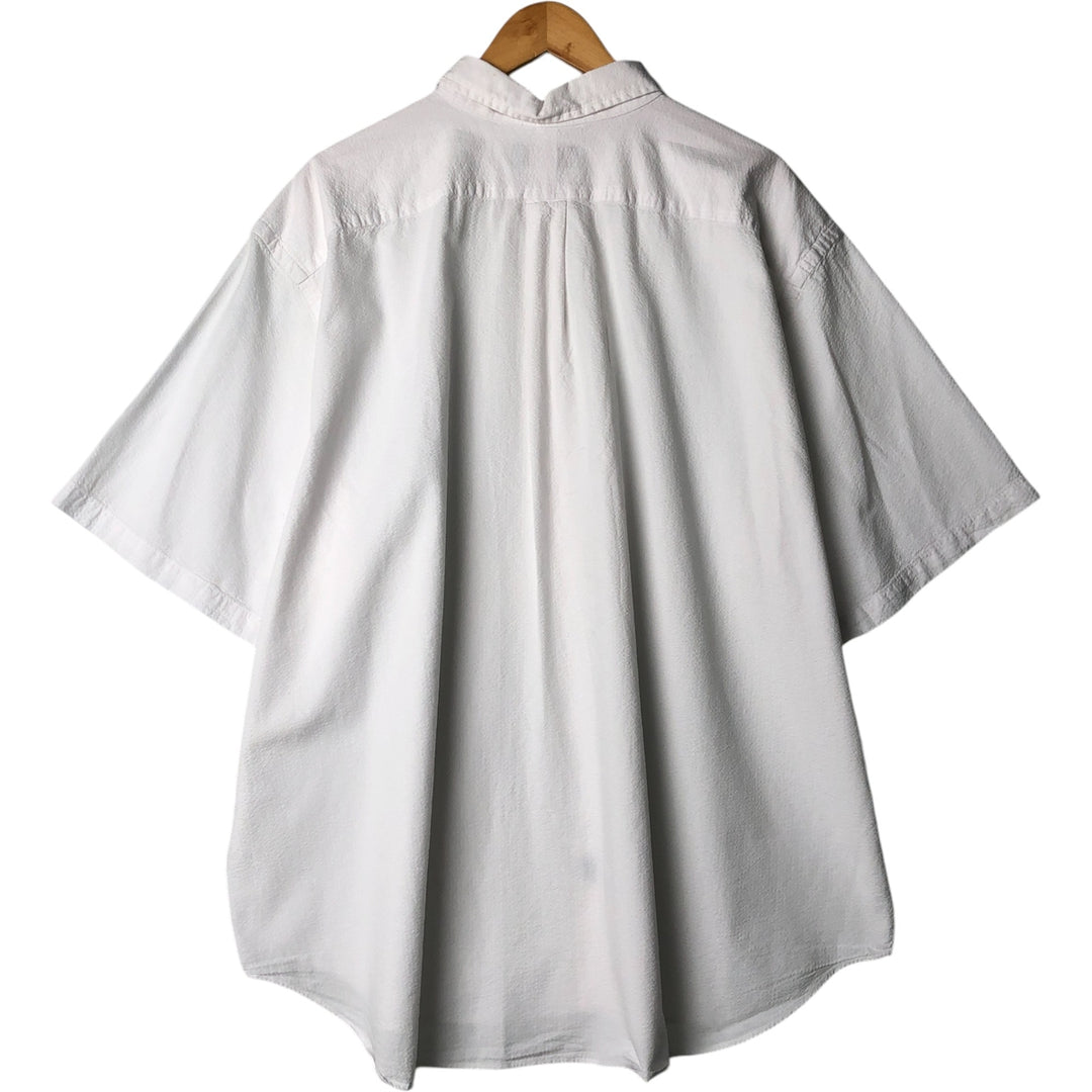 Oversized Ralph Lauren seersucker short-sleeve button-down striped shirt, men's size XXXL cotton white type Vintage Second Hand