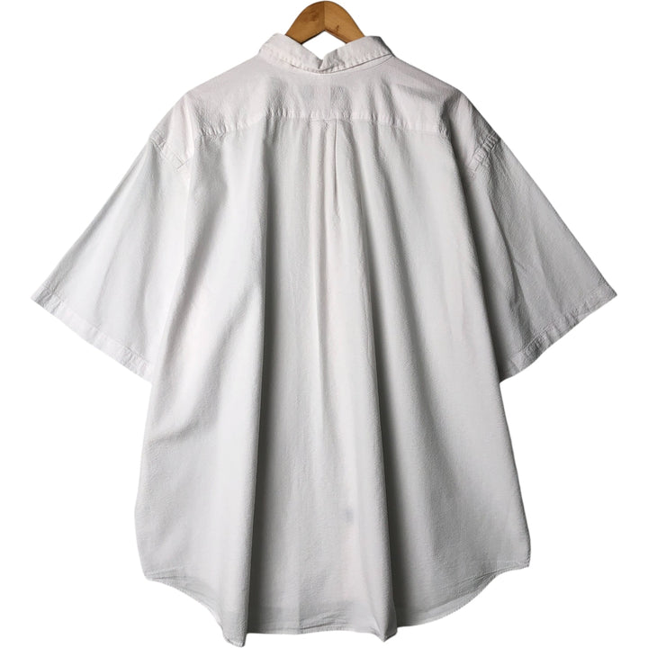 Oversized Ralph Lauren seersucker short-sleeve button-down striped shirt, men's size XXXL cotton white type Vintage Second Hand