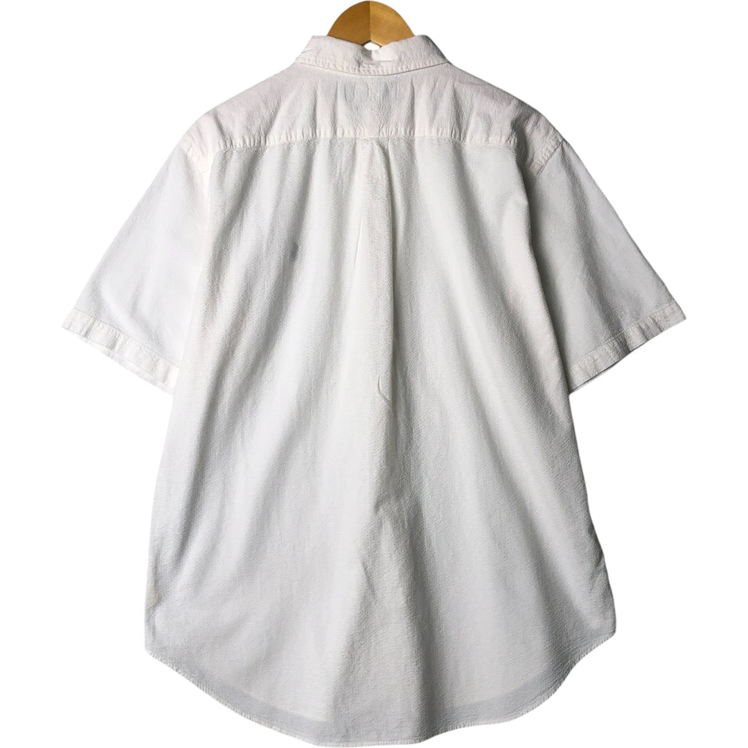 Ralph Lauren Classic Fit Seersucker Short Sleeve Button Down Striped Shirt Men's Size L cotton white type Vintage Second Hand