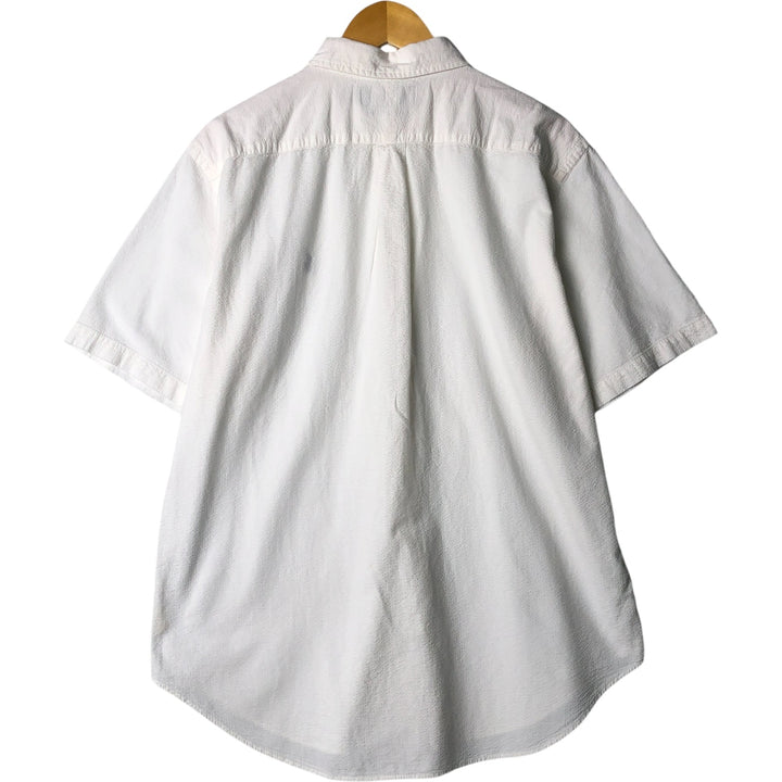 Ralph Lauren Classic Fit Seersucker Short Sleeve Button Down Striped Shirt Men's Size L cotton white type Vintage Second Hand