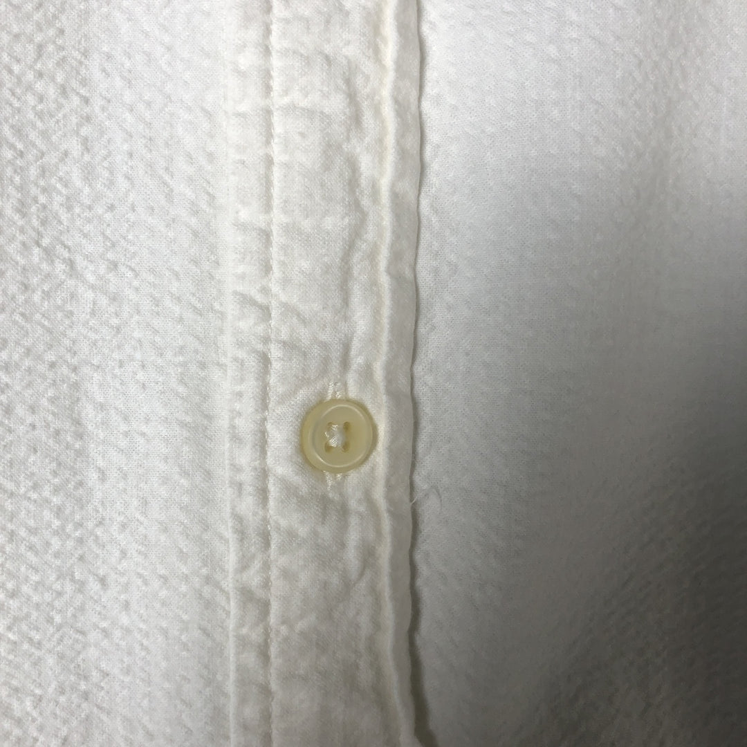 Ralph Lauren Classic Fit Seersucker Short Sleeve Button Down Striped Shirt Men's Size L cotton white type Vintage Second Hand