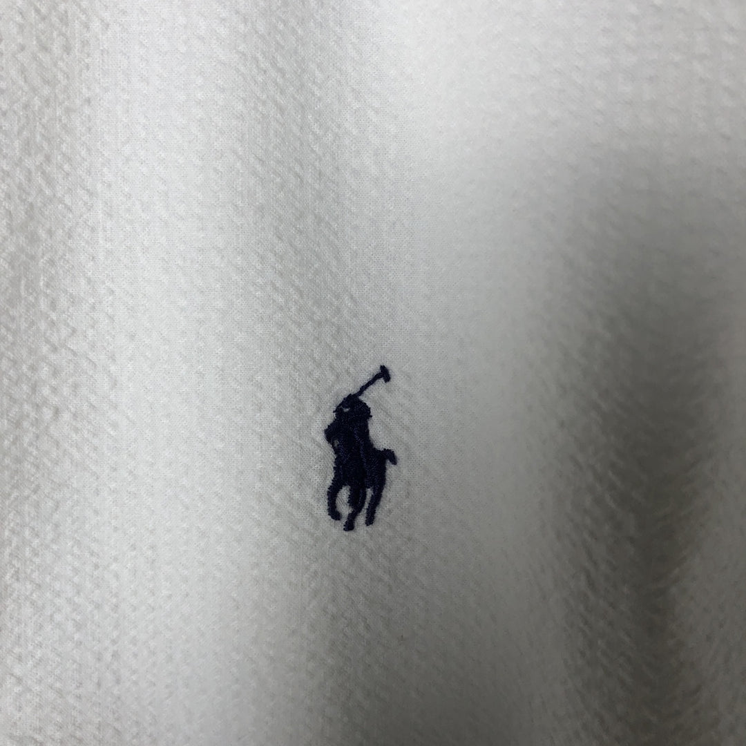 Ralph Lauren Classic Fit Seersucker Short Sleeve Button Down Striped Shirt Men's Size L cotton white type Vintage Second Hand