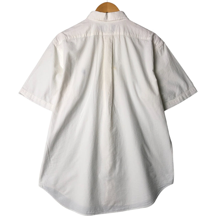 Ralph Lauren Classic Fit Seersucker Short Sleeve Button Down Striped Shirt Men's Size L cotton white type Vintage Second Hand