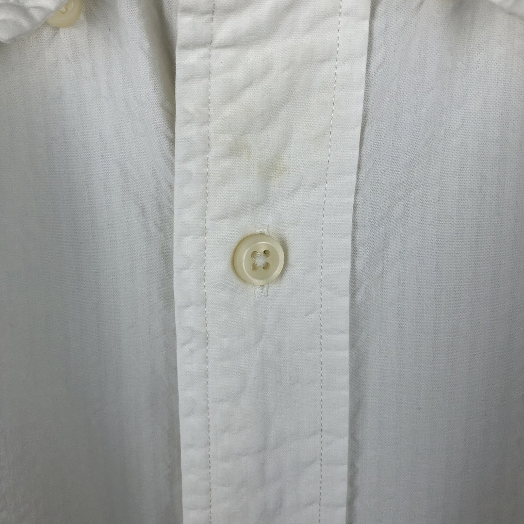 Ralph Lauren Classic Fit Seersucker Short Sleeve Button Down Striped Shirt Men's Size L cotton white type Vintage Second Hand