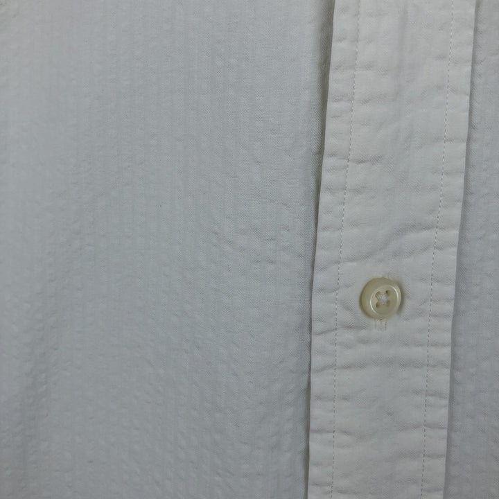 Ralph Lauren Classic Fit Seersucker Short Sleeve Button Down Striped Shirt Men's Size L cotton white type Vintage Second Hand
