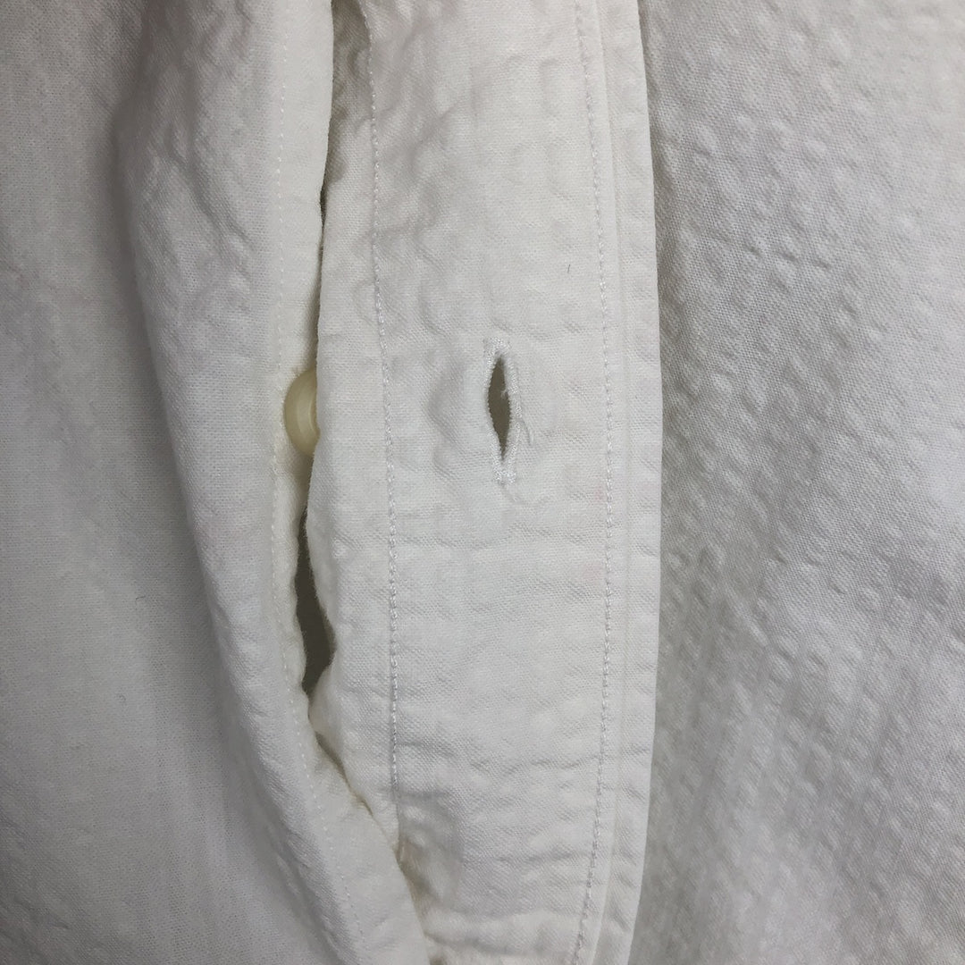 Ralph Lauren Classic Fit Seersucker Short Sleeve Button Down Striped Shirt Men's Size L cotton white type Vintage Second Hand