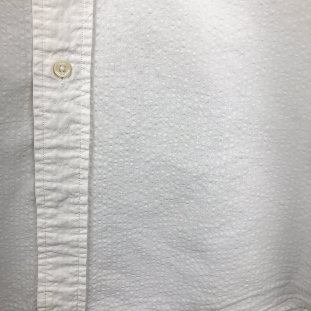 Ralph Lauren Classic Fit Seersucker Short Sleeve Button Down Striped Shirt Men's Size L cotton white type Vintage Second Hand