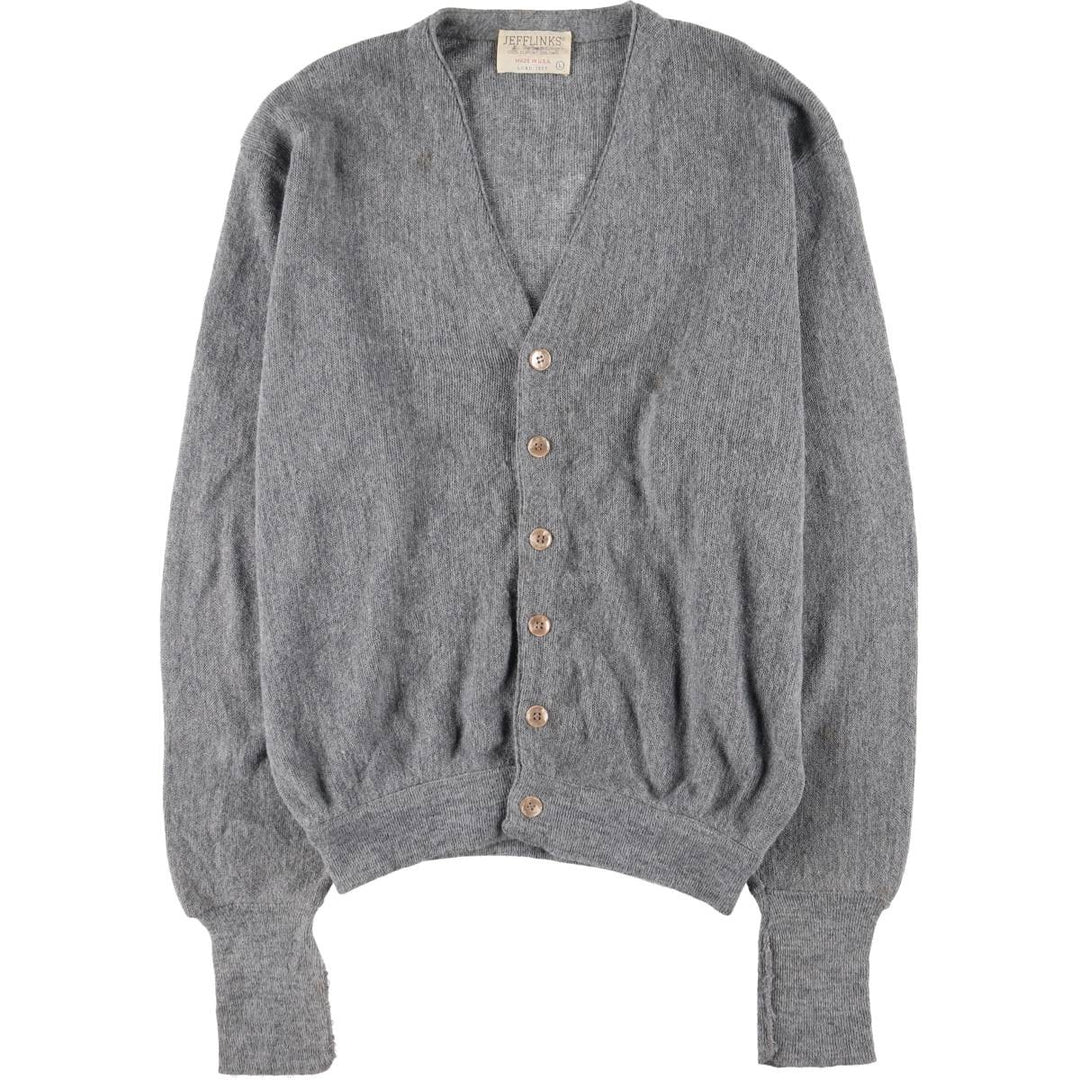 Vintage 1970'S Lord Jeff Jefflinks acrylic knit cardigan, made in the USA, size L, men's. Oron Acrylic gray type Vintage Second Hand