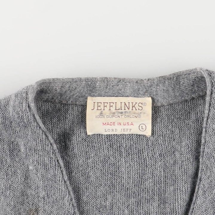 Vintage 1970'S Lord Jeff Jefflinks acrylic knit cardigan, made in the USA, size L, men's. Oron Acrylic gray type Vintage Second Hand