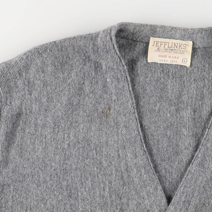 Vintage 1970'S Lord Jeff Jefflinks acrylic knit cardigan, made in the USA, size L, men's. Oron Acrylic gray type Vintage Second Hand