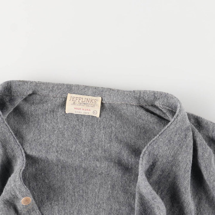 Vintage 1970'S Lord Jeff Jefflinks acrylic knit cardigan, made in the USA, size L, men's. Oron Acrylic gray type Vintage Second Hand