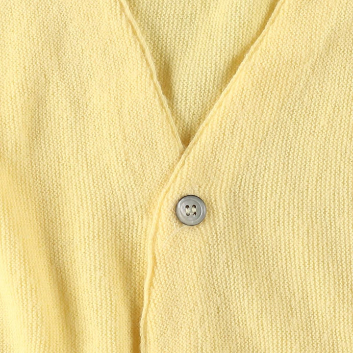 80s-90'S Lacoste IZOD Acrylic Knit Cardigan Made in USA Men's L Size Vintage Oron Acrylic yellow type Vintage Second Hand