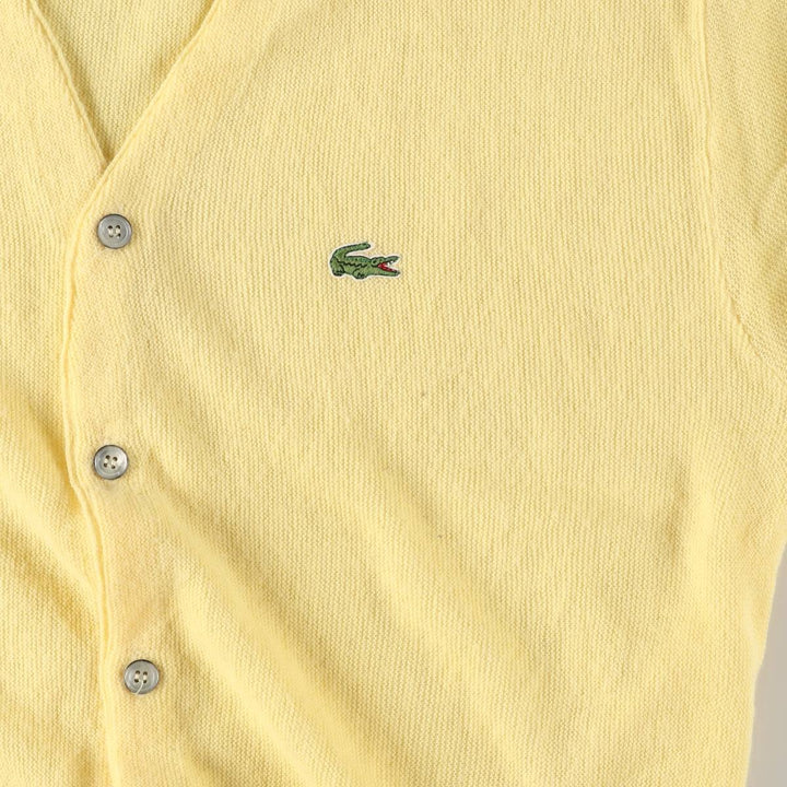 80s-90'S Lacoste IZOD Acrylic Knit Cardigan Made in USA Men's L Size Vintage Oron Acrylic yellow type Vintage Second Hand