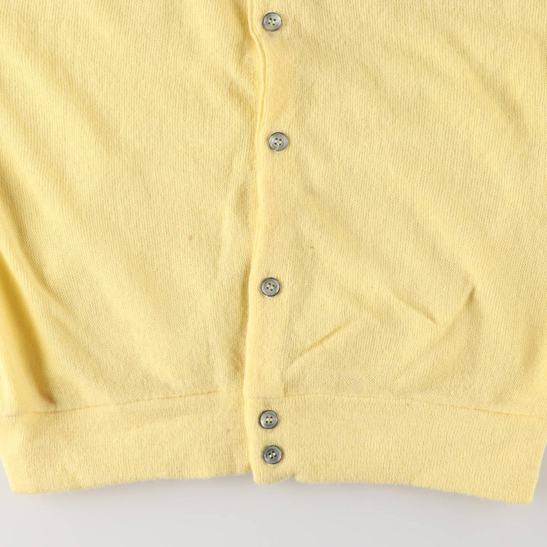 80s-90'S Lacoste IZOD Acrylic Knit Cardigan Made in USA Men's L Size Vintage Oron Acrylic yellow type Vintage Second Hand