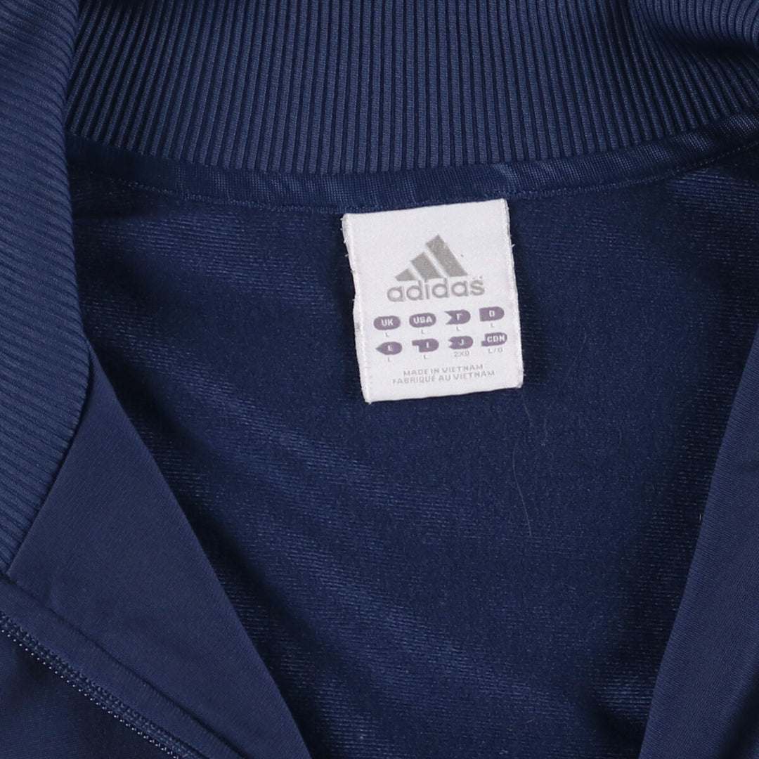 00'S adidas jersey track jacket, men's size L polyester navy blue type Vintage Second Hand