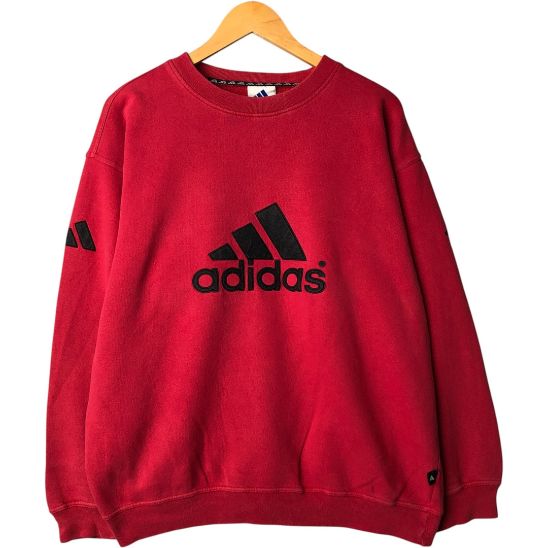Adidas logo sweatshirt, men's size L cotton red type Vintage Second Hand