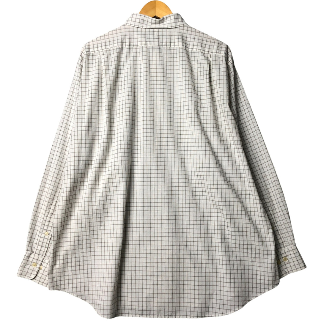 Ralph Lauren POLO by Ralph Lauren CURHAM wide-collar long-sleeved cotton check shirt, men's size XL cotton brown type Vintage Second Hand