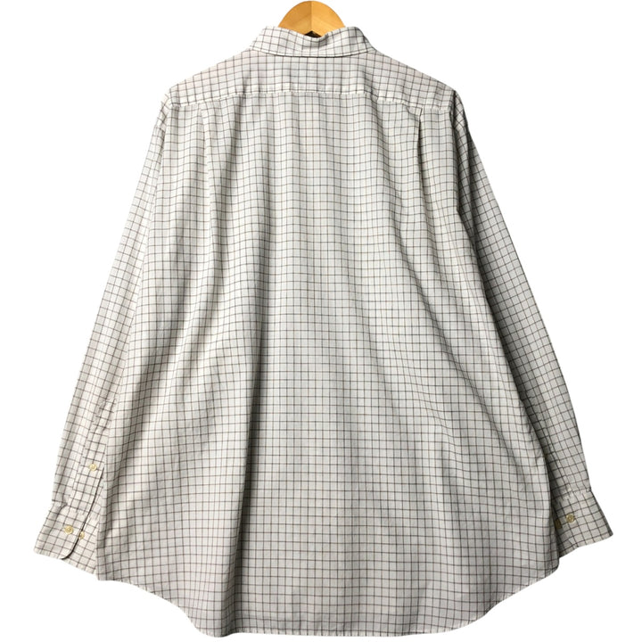 Ralph Lauren POLO by Ralph Lauren CURHAM wide-collar long-sleeved cotton check shirt, men's size XL cotton brown type Vintage Second Hand