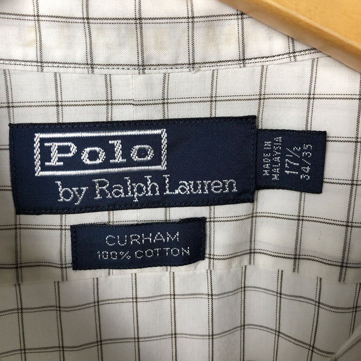 Ralph Lauren POLO by Ralph Lauren CURHAM wide-collar long-sleeved cotton check shirt, men's size XL cotton brown type Vintage Second Hand