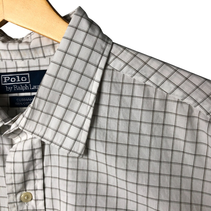 Ralph Lauren POLO by Ralph Lauren CURHAM wide-collar long-sleeved cotton check shirt, men's size XL cotton brown type Vintage Second Hand