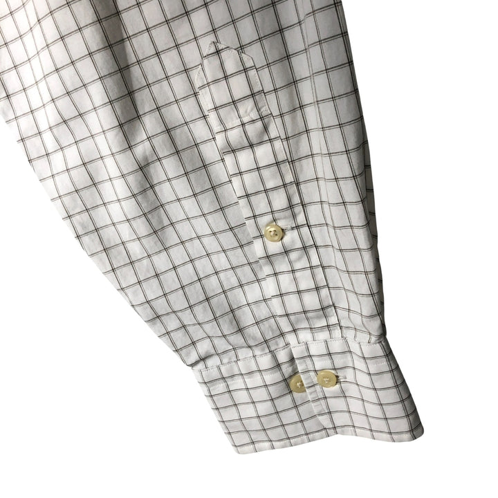 Ralph Lauren POLO by Ralph Lauren CURHAM wide-collar long-sleeved cotton check shirt, men's size XL cotton brown type Vintage Second Hand