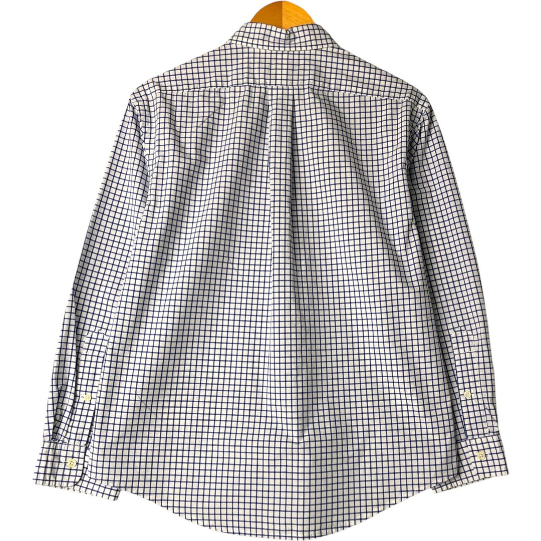 Ralph Lauren Slim Fit Long Sleeve Button-Down Check Shirt, Men's Size L cotton Navy blue Vintage Second Hand