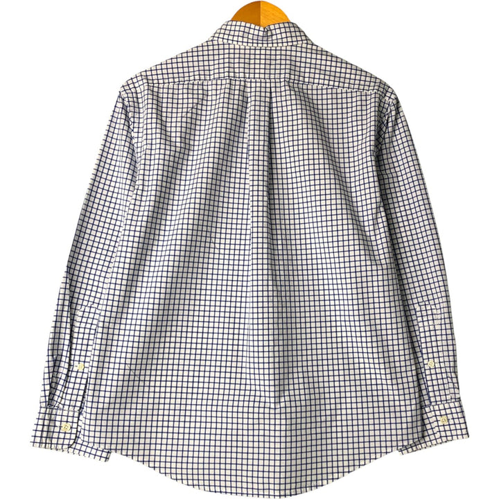 Ralph Lauren Slim Fit Long Sleeve Button-Down Check Shirt, Men's Size L cotton Navy blue Vintage Second Hand