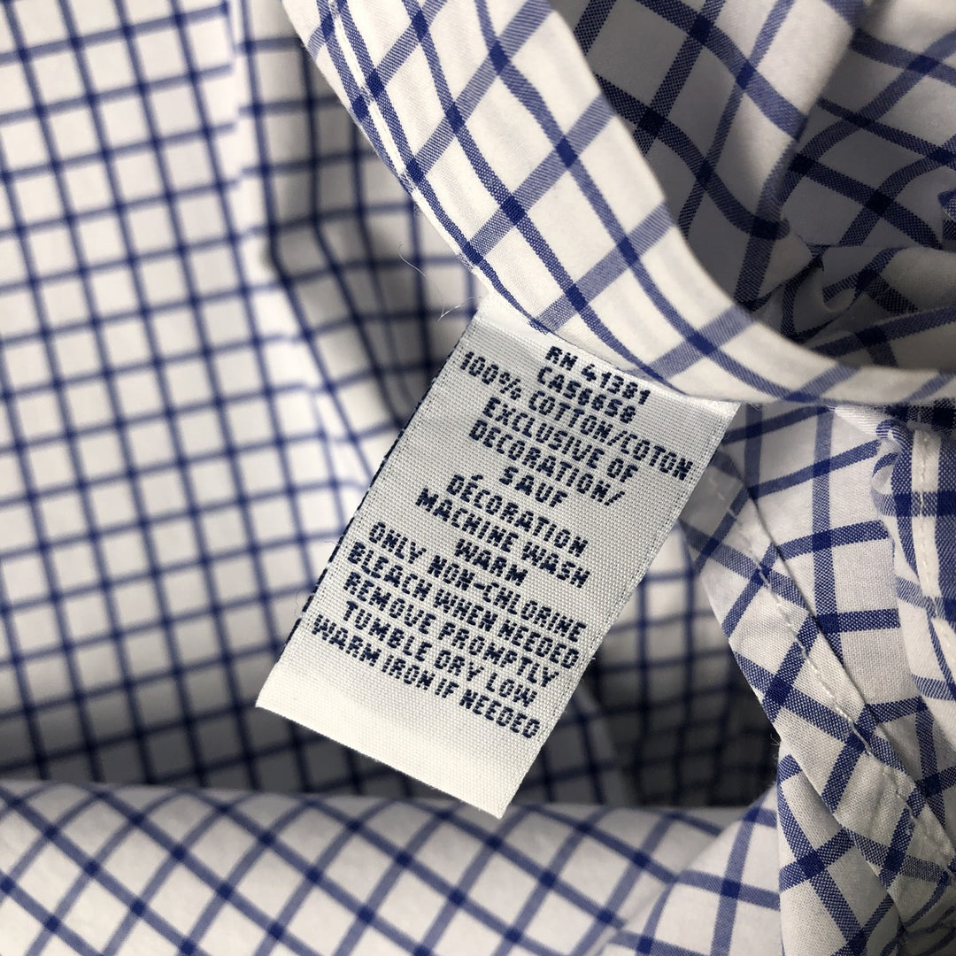 Ralph Lauren Slim Fit Long Sleeve Button-Down Check Shirt, Men's Size L cotton Navy blue Vintage Second Hand