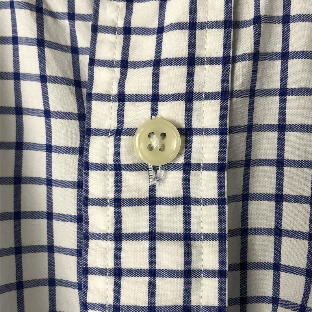 Ralph Lauren Slim Fit Long Sleeve Button-Down Check Shirt, Men's Size L cotton Navy blue Vintage Second Hand