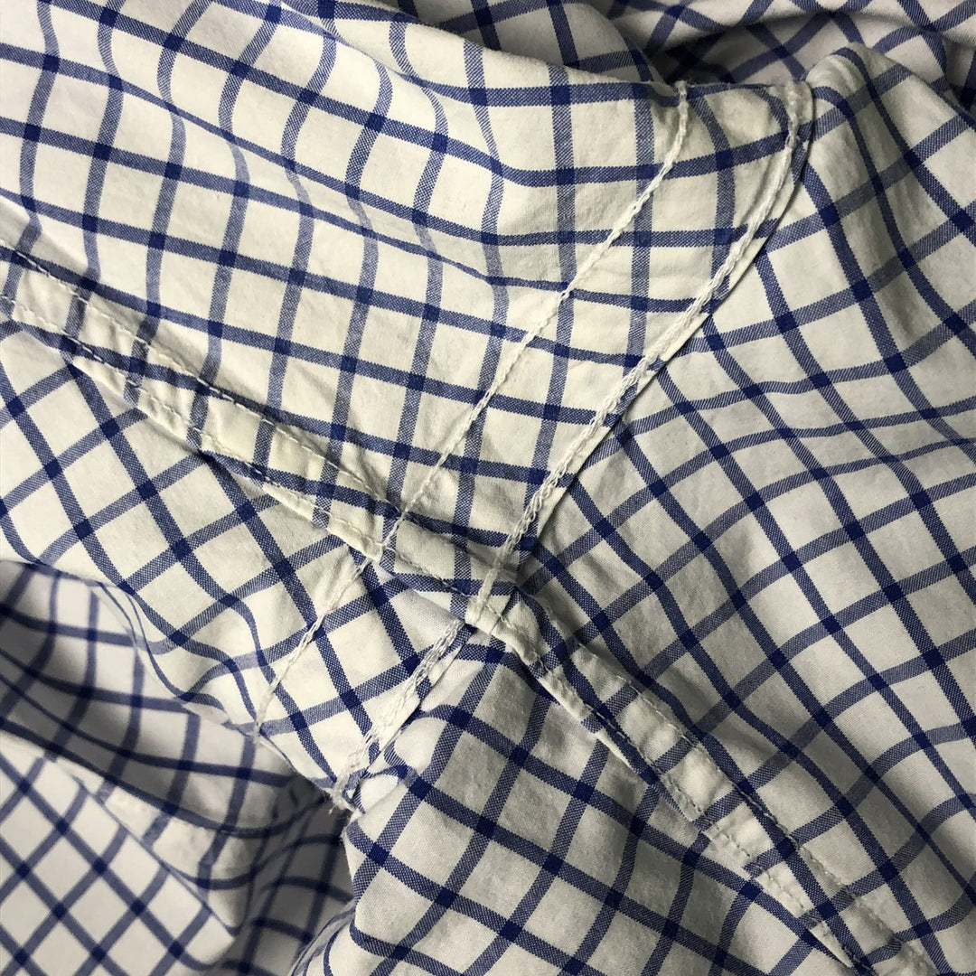 Ralph Lauren Slim Fit Long Sleeve Button-Down Check Shirt, Men's Size L cotton Navy blue Vintage Second Hand