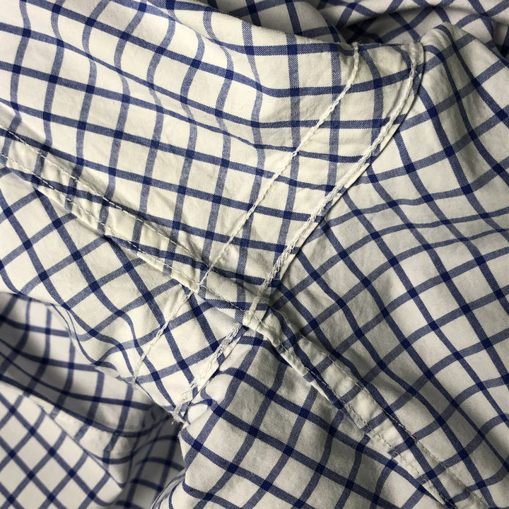 Ralph Lauren Slim Fit Long Sleeve Button-Down Check Shirt, Men's Size L cotton Navy blue Vintage Second Hand