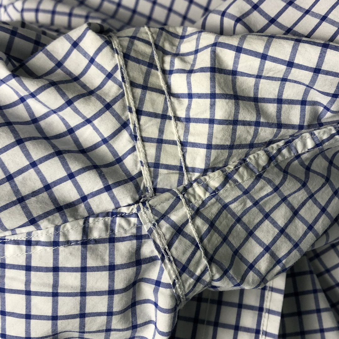 Ralph Lauren Slim Fit Long Sleeve Button-Down Check Shirt, Men's Size L cotton Navy blue Vintage Second Hand