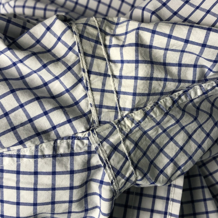 Ralph Lauren Slim Fit Long Sleeve Button-Down Check Shirt, Men's Size L cotton Navy blue Vintage Second Hand