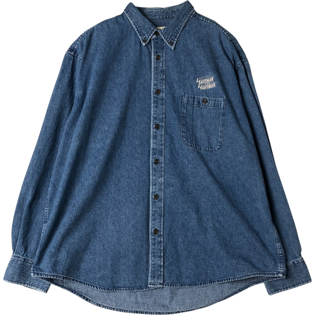 Cabelas Men's Long Sleeve Button-Down Denim Shirt, Size XL cotton blue type Vintage Second Hand