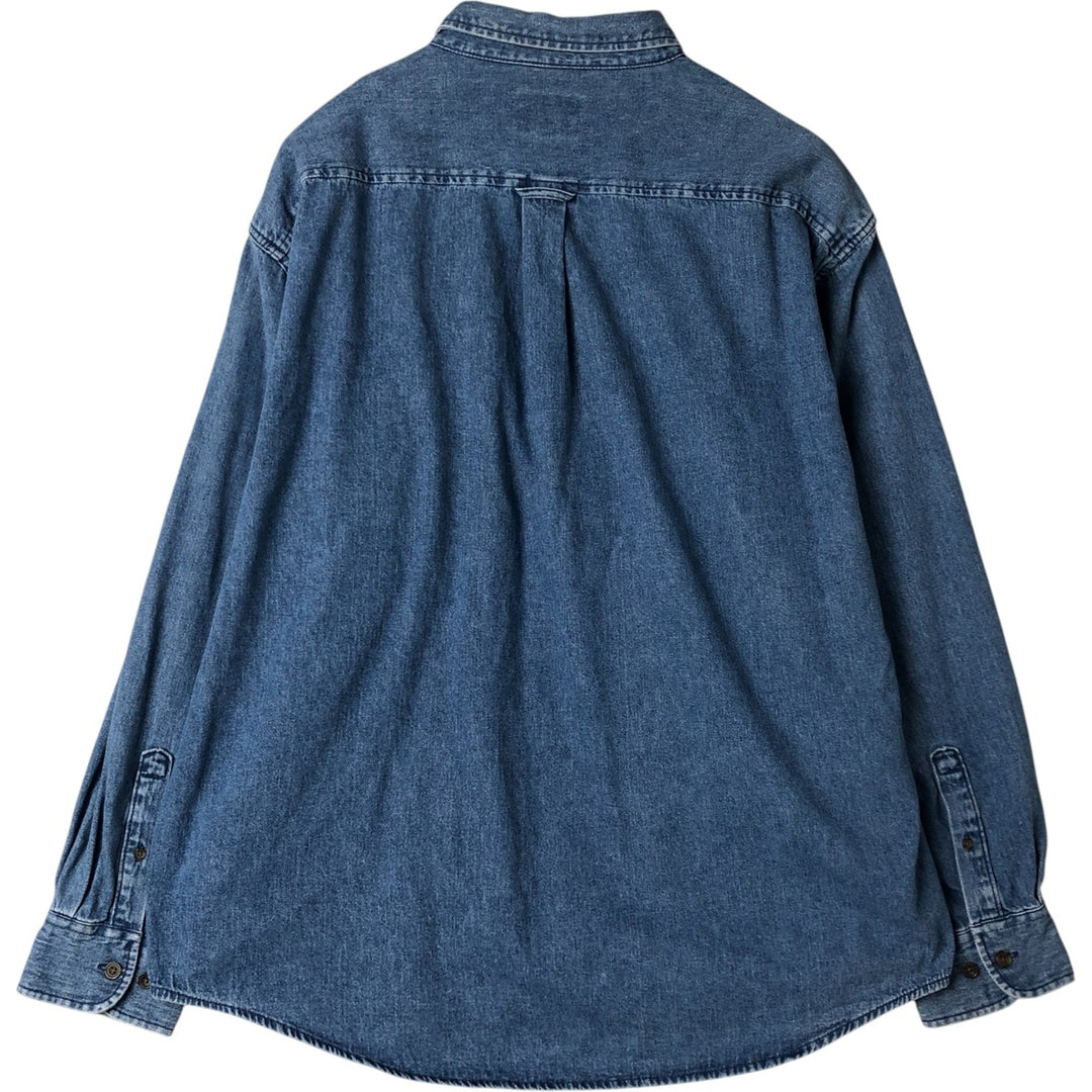 Cabelas Men's Long Sleeve Button-Down Denim Shirt, Size XL cotton blue type Vintage Second Hand