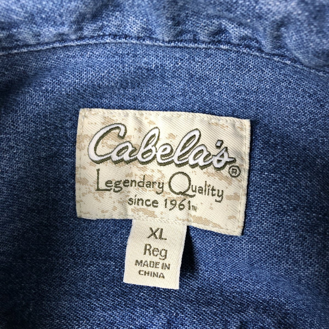 Cabelas Men's Long Sleeve Button-Down Denim Shirt, Size XL cotton blue type Vintage Second Hand