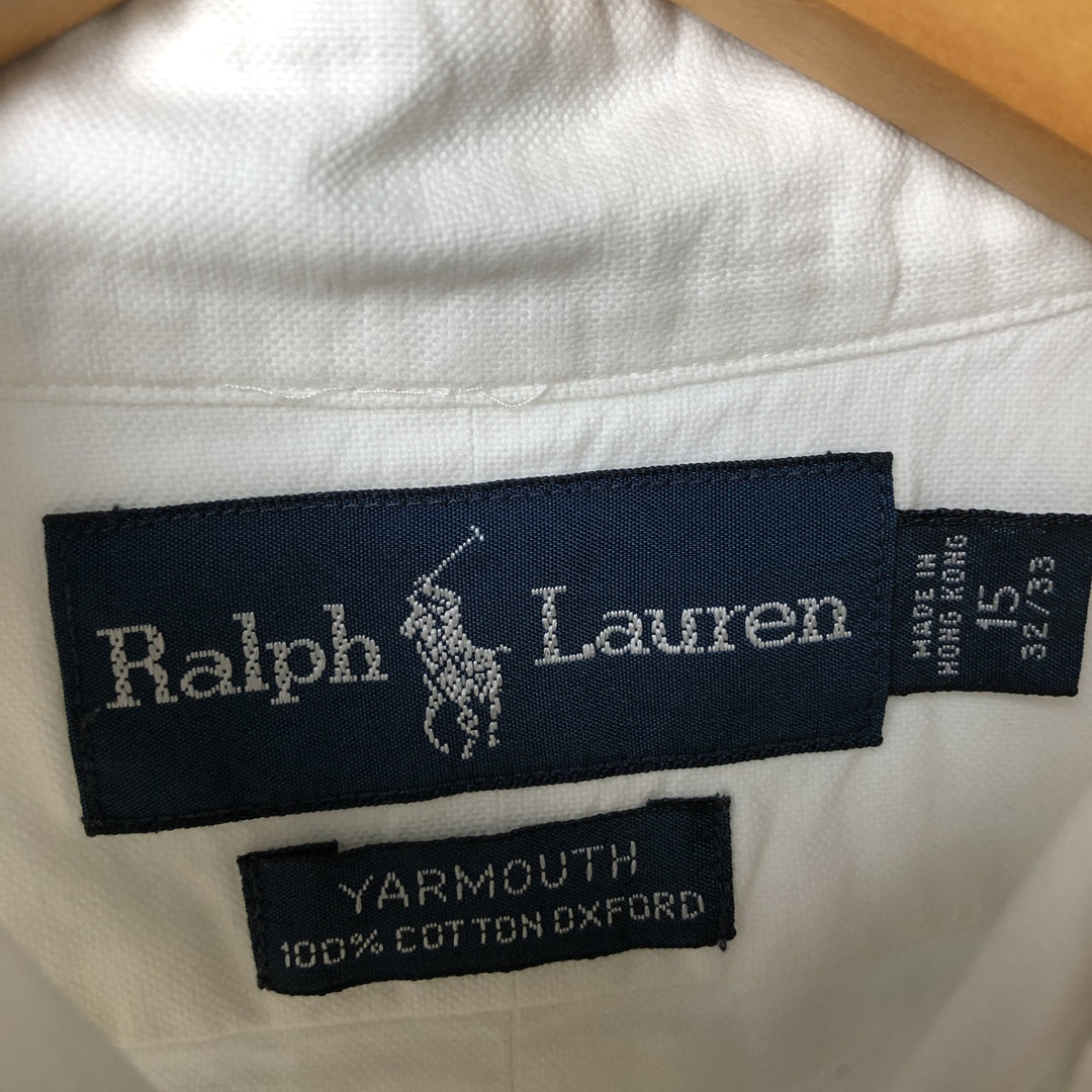 Ralph Lauren YARMOUTH long sleeve button down shirt, men's size M cotton white type Vintage Second Hand
