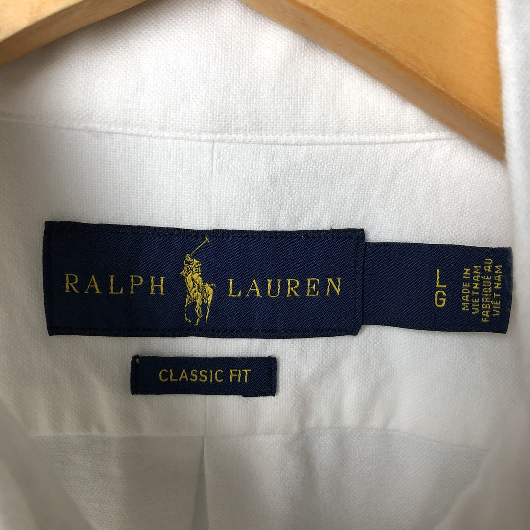 Ralph Lauren Classic Fit Long Sleeve Button Down Shirt, Men's Size L cotton white type Vintage Second Hand
